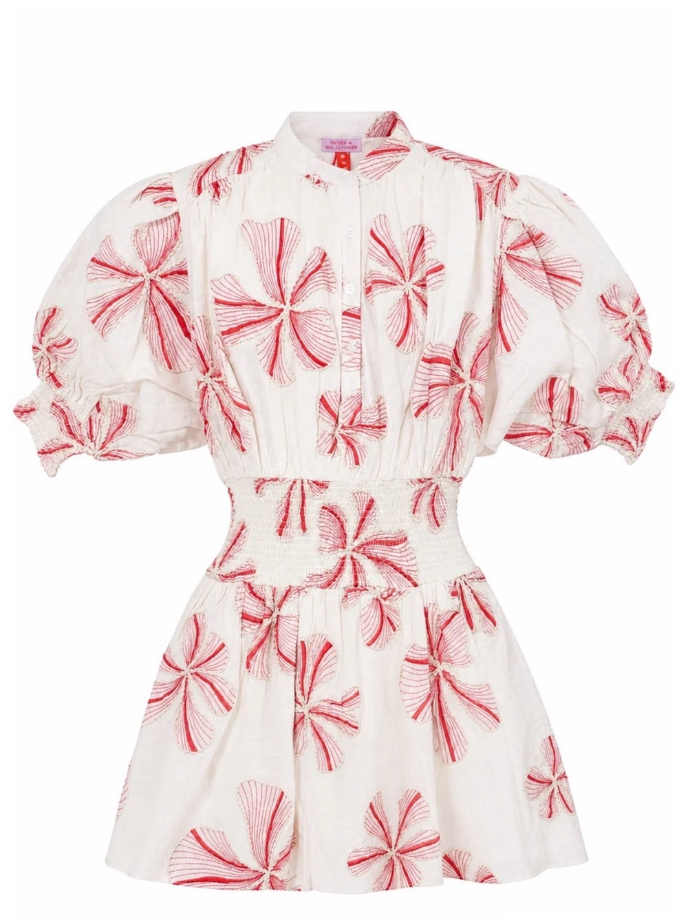 NEVER A WALLFLOWER- M Dress with Red Floral Swirl Print Women's Short Dress